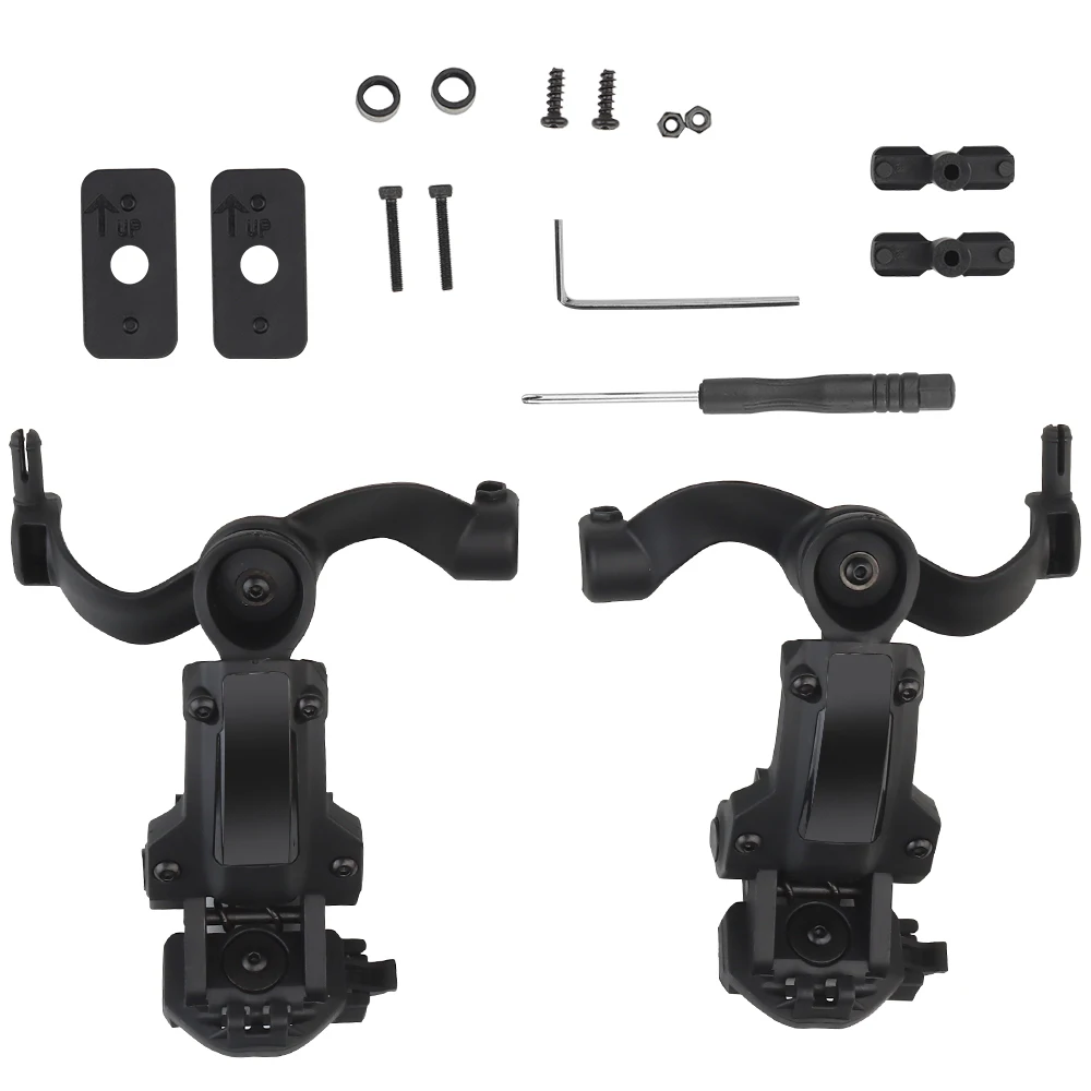 Shooting Headset Bracket Kit Multi-angle Rotation Helmet Rail Adapter Fit OPS Core ARC and Team Wendy M-LOK Rail Headphone Mount