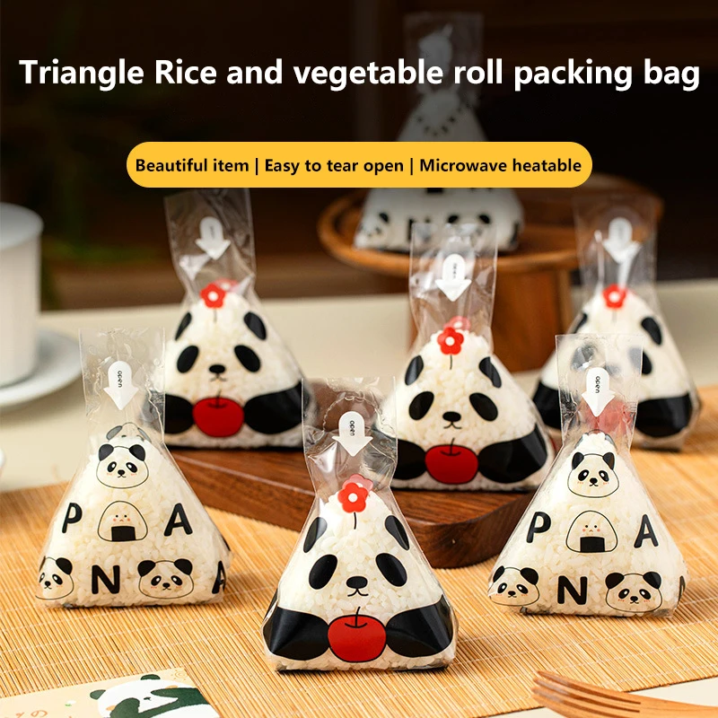 100Pcs Lovely Cartoon For Triangle Rice Ball Packaging Bag Onigiri Wrapper Seaweed Sushi Bag Sushi Making Mold Bento Accessories