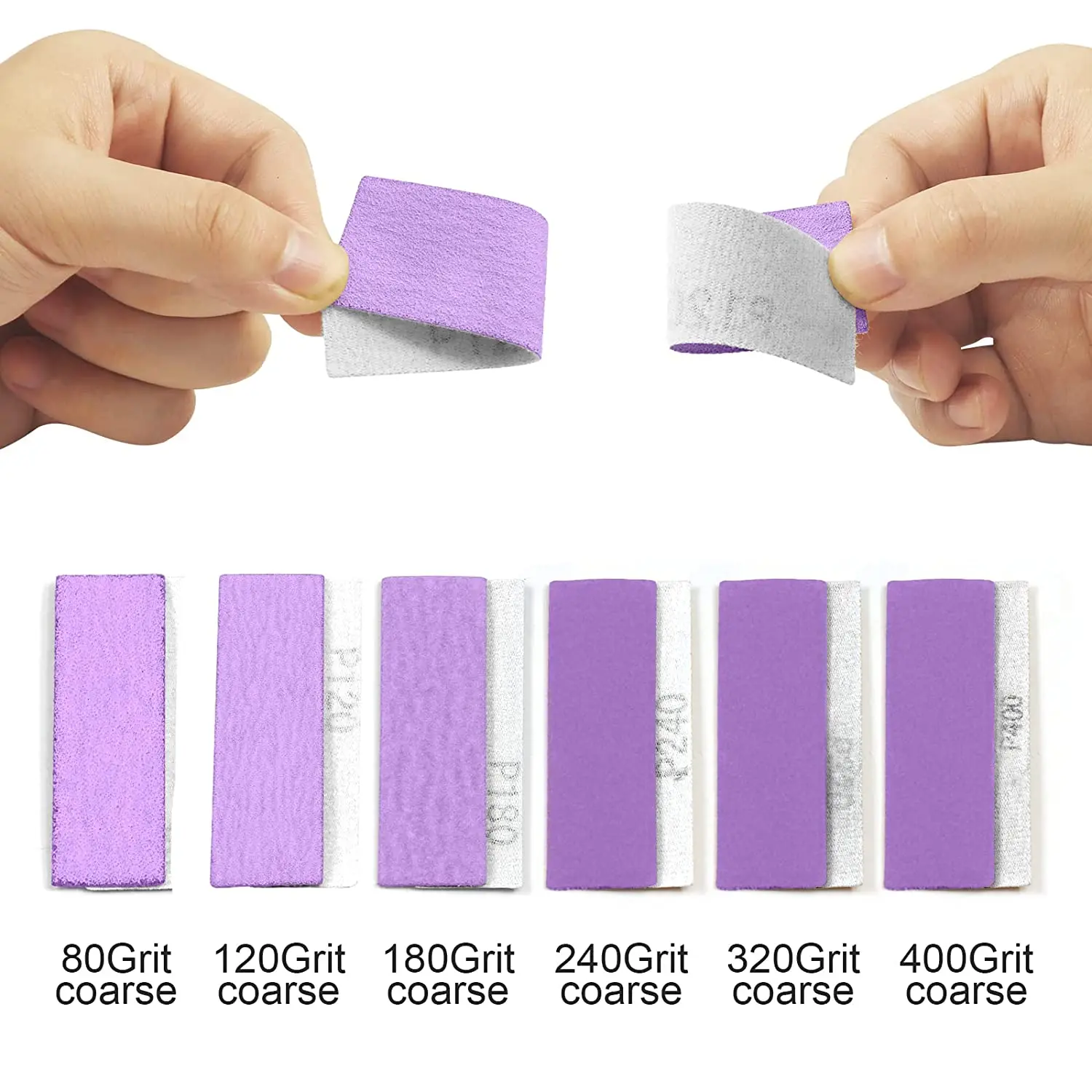 120Pcs Micro Mini Sander 3.5''x1''Hand Small Sanding Tools 80-400 Grit Wet Dry Hook & Loop Sandpaper for Wood, Metal, Crafts