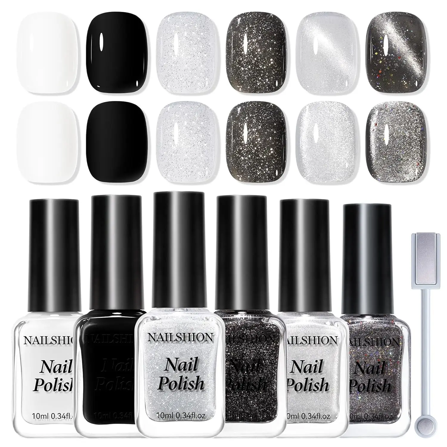 

6-Color Cat Eye Nail Polish Set with Magnet, Quick Dry, Non-Gel, DIY Manicure Gift for Women