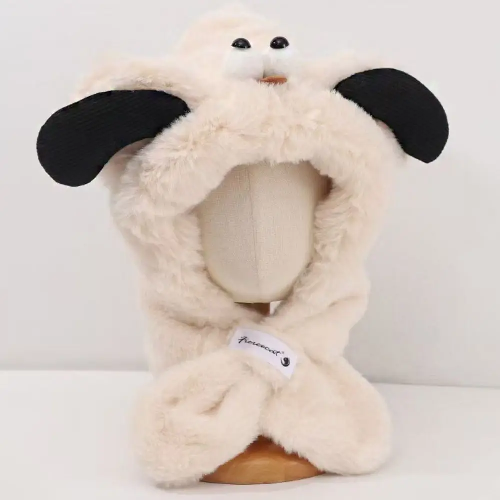 창의적인 귀여운 후드 스카프 강아지 귀 모양 어린이 겨울 따뜻한 모자 방풍 재미있는 아기 귀 보호 모자 겨울용