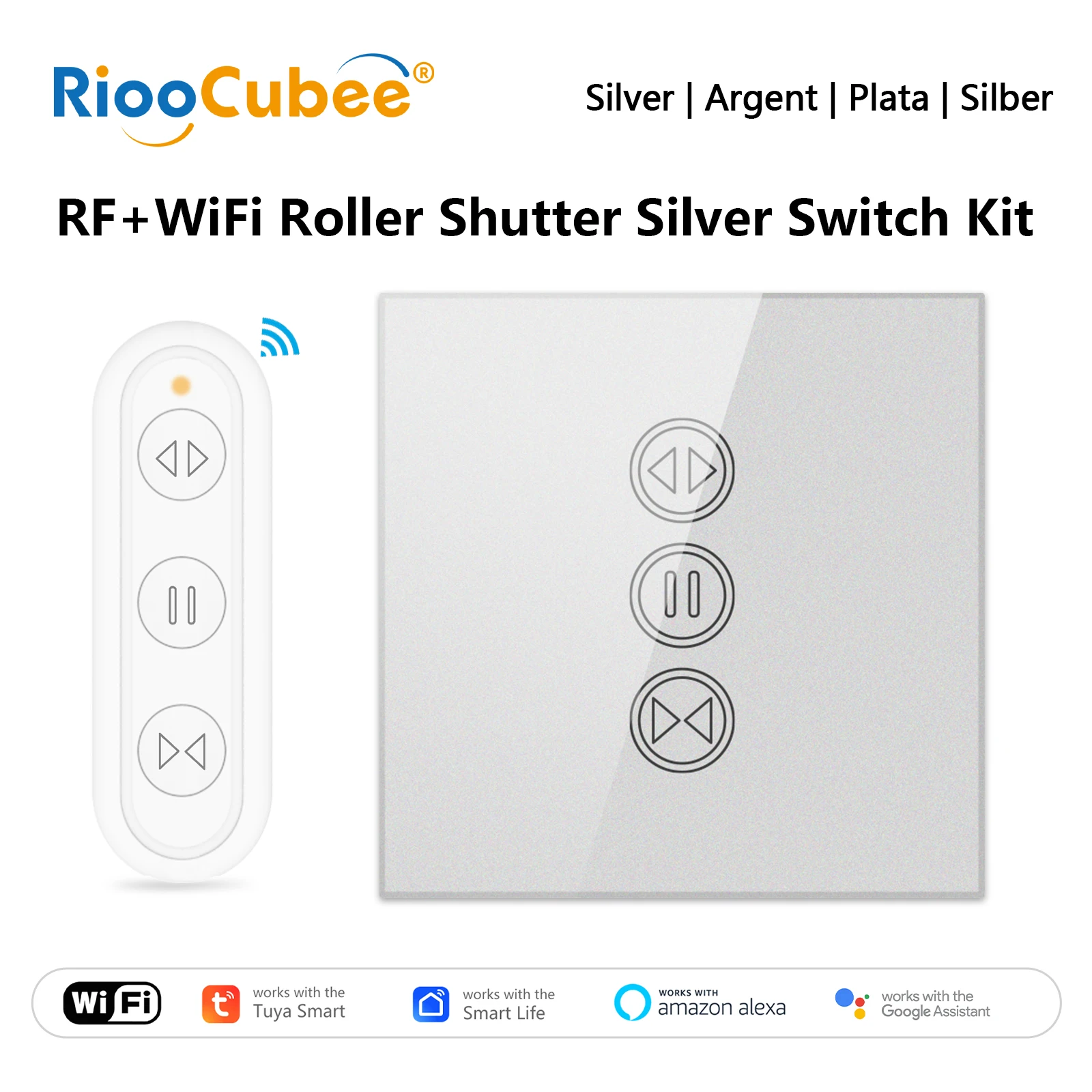 

RiooCubee Tuya Smart Life Sliver Роликовая штора с сенсорной панелью и таймером дистанционного управления Работа с Google Home Alexa