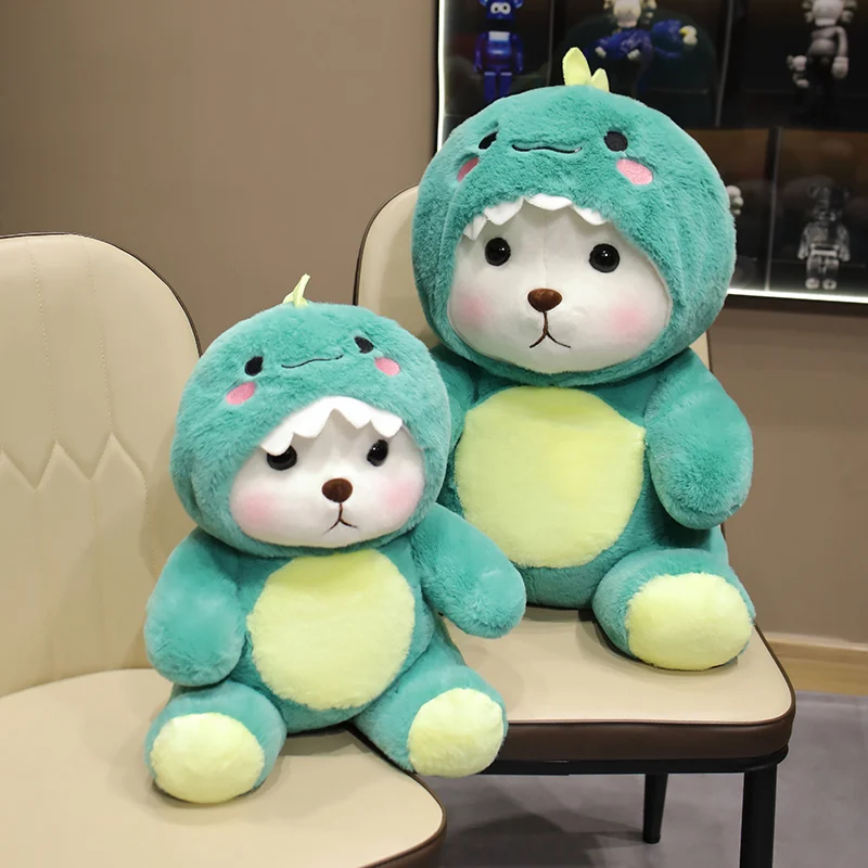 Oso de peluche Kawaii para niños, juguete de peluche de dinosaurio verde, muñeco de peluche de dibujos animados, almohada cómoda para bebés, regalos