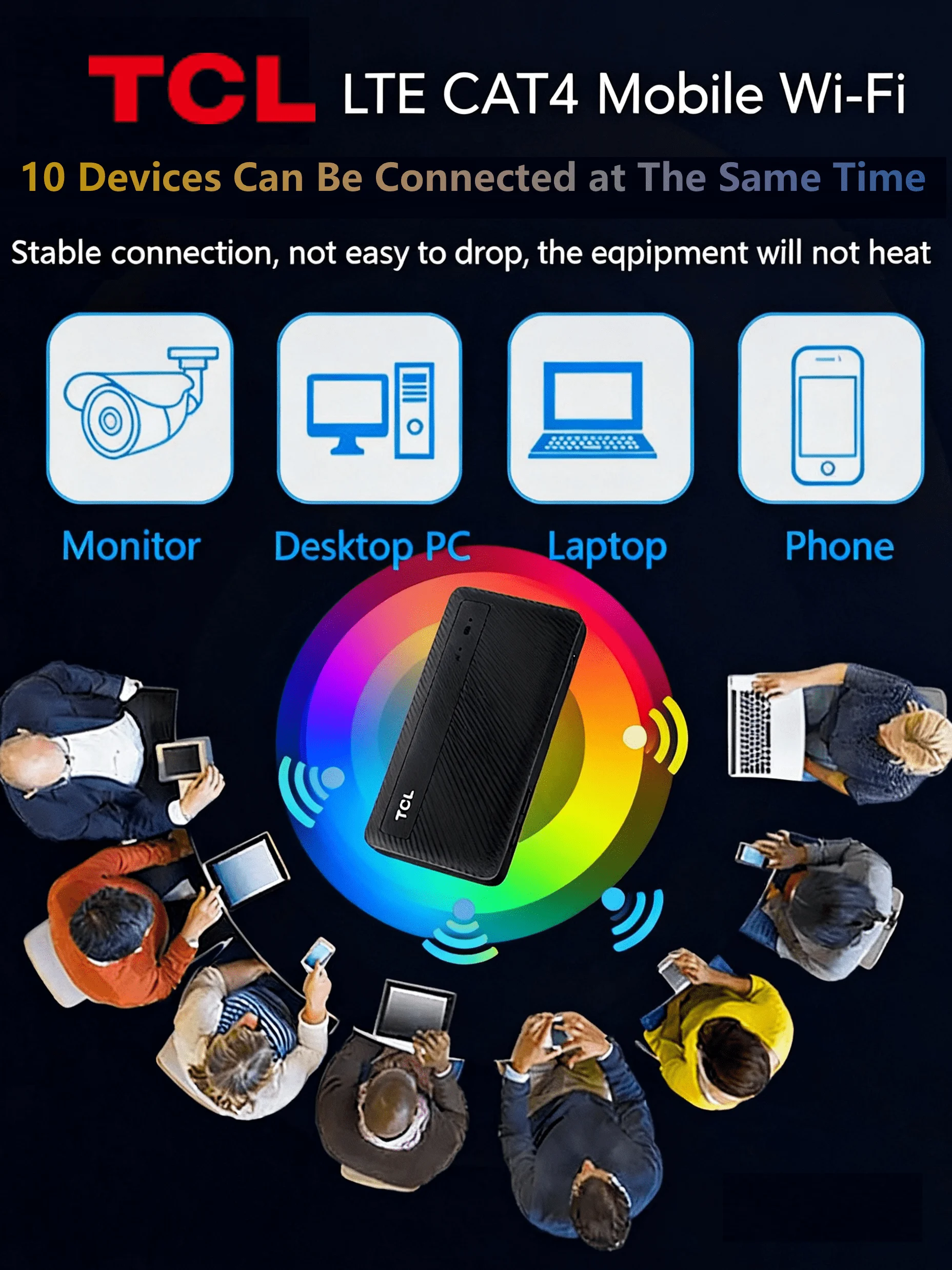 TCL 4G موبايل واي فاي راوتر 150Mbps 4G LTE راوتر لاسلكي، جيب محمول MiFi مودم موبايل واي فاي نقطة اتصال مع فتحة لبطاقة Sim