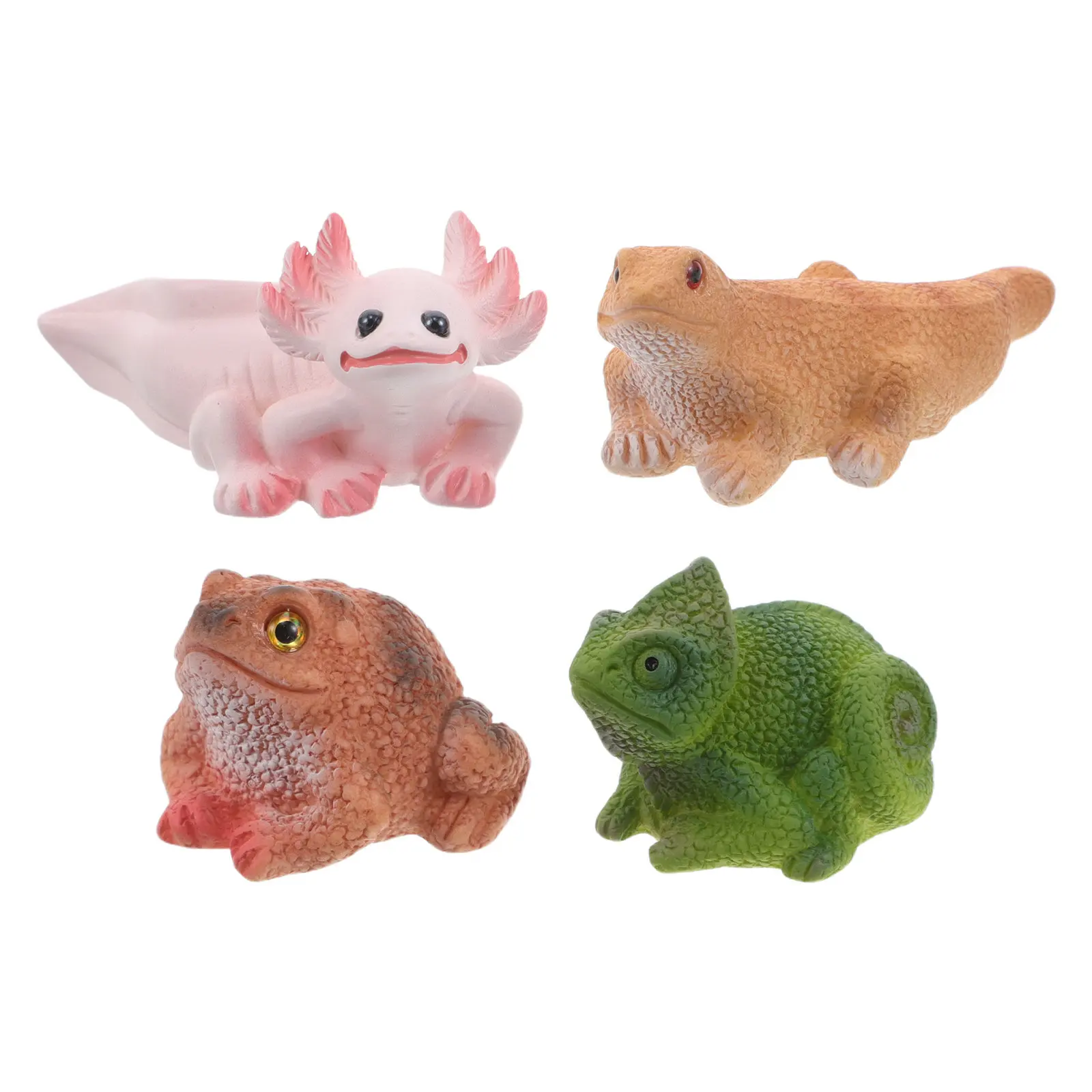 4Pcs Mini Lizard Resin Sculptures Fairy Garden Moss Micro Landscape Desktop Plant Aquarium Decoration Realistic Amphibian Animal