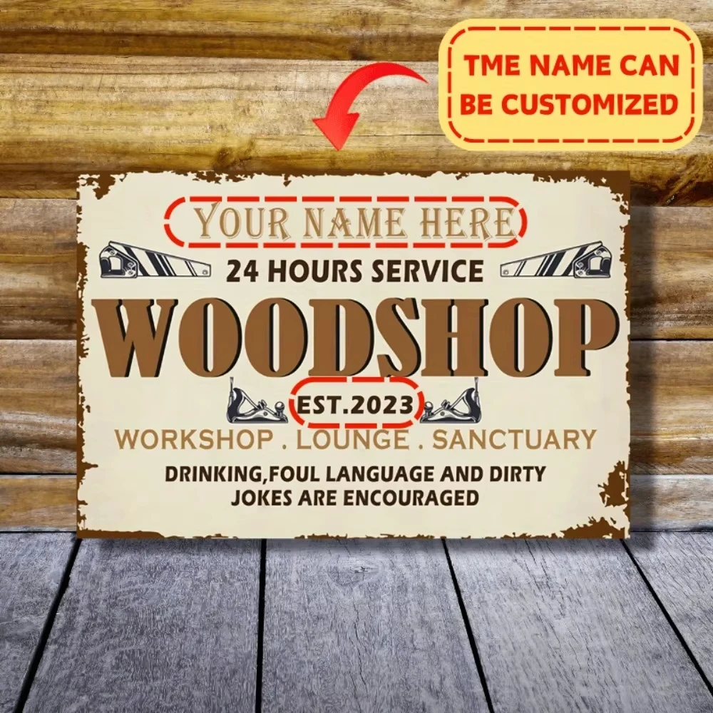 Woodworking Lathe - Metalowa tabliczka z własnym tekstem, personalizowana