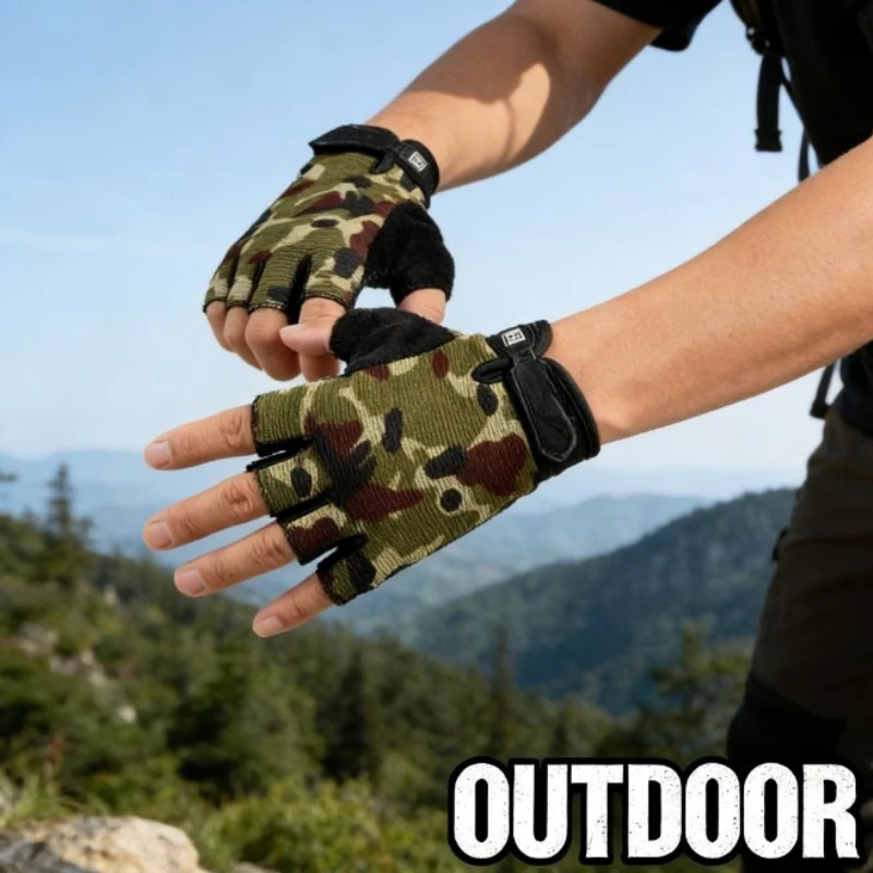 

Outdoor Half Finger Cycling Gloves for Men, Summer Wear‑Resistant Fitness Weight Lifting Gloves