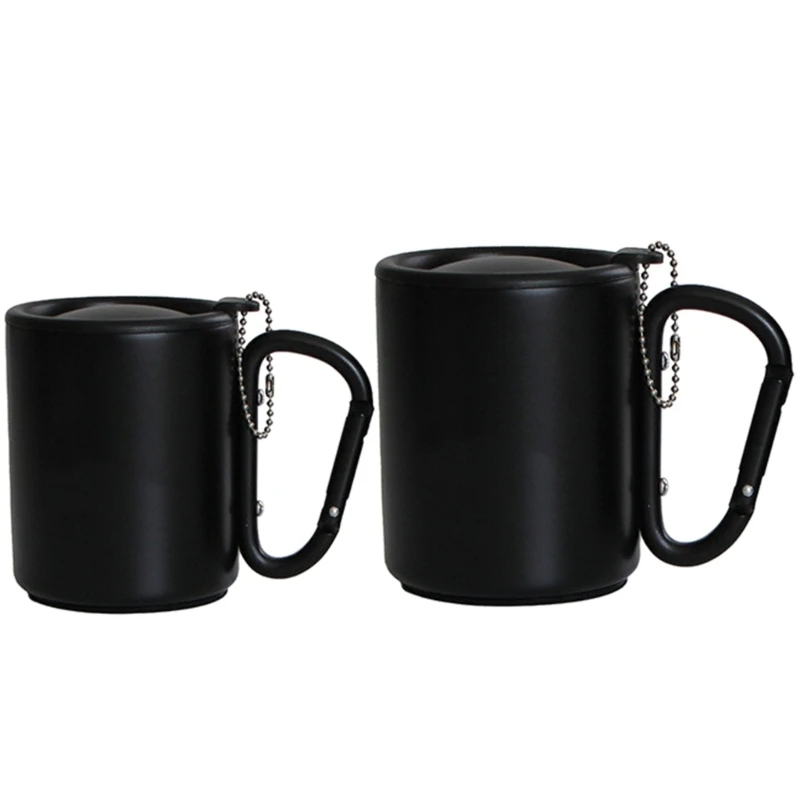 Outdoor Travel Coffee Mug Insulated Mug with Carabiner Handle & Lids Portable Compact Camping Cup Dishwasher-Safe