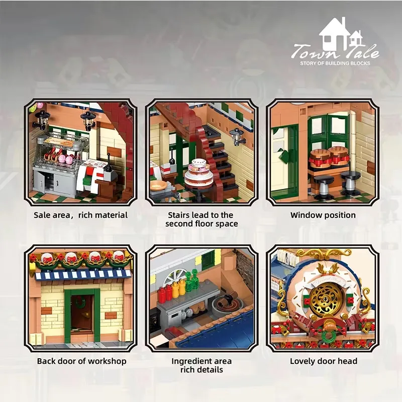 2657PCS Dessert Workshop Building Blocks MOC French Dessert House City Street Model Bricks DIY Toys For Kids Girls Holiday Gifts