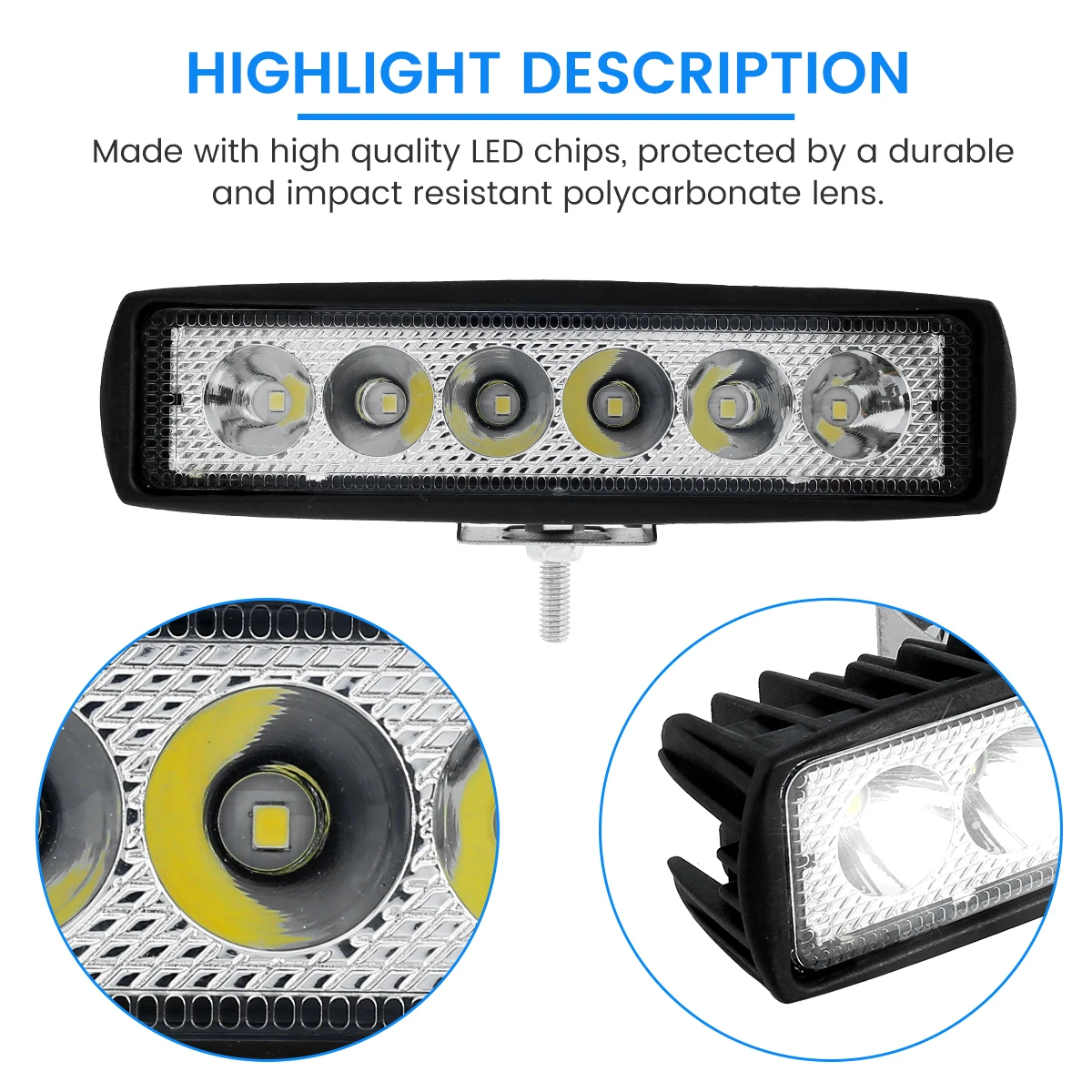 1/2/4Pcs LED Work Light Strip Shape Light Bar 6000K Flood Spot White Off Road Head Car light IP67 Auto parts For Multiple Scenes image 2