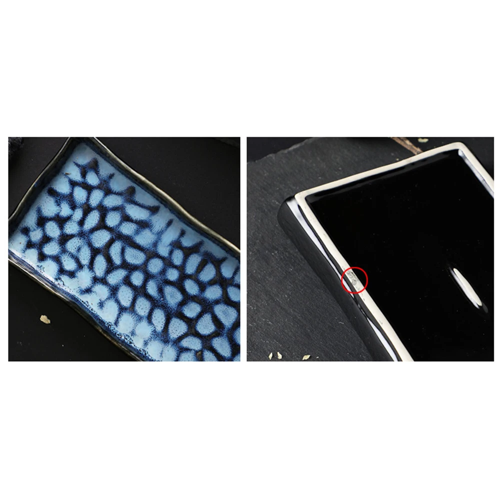 

Embossed Ceramic Sushi Plate Rectangular 9.5 Inch Exquisite Fish Fruit Pasta Serving Tray Snack Dish for Restaurant Home