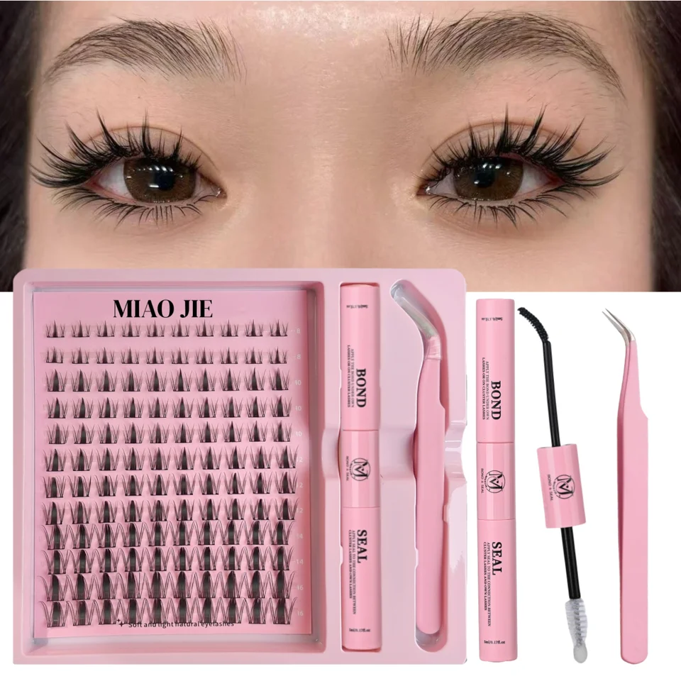 MAIOJIE Kit de Racimos de Pestañas DIY 8-16mm Mezcla Bond&Seal Pinzas Set para Auto Aplicación Maquillaje Extensiones Individuales 2