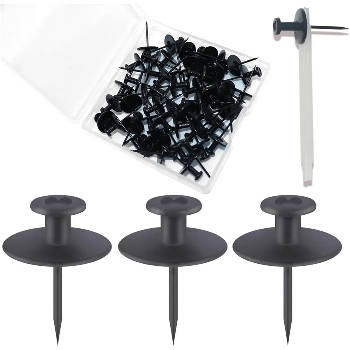 Promotion 50pcs Picture Hanging Hooks with Push Pins for Drywall Wood Board Photo Decoration, Photo Wall Hanging Nails