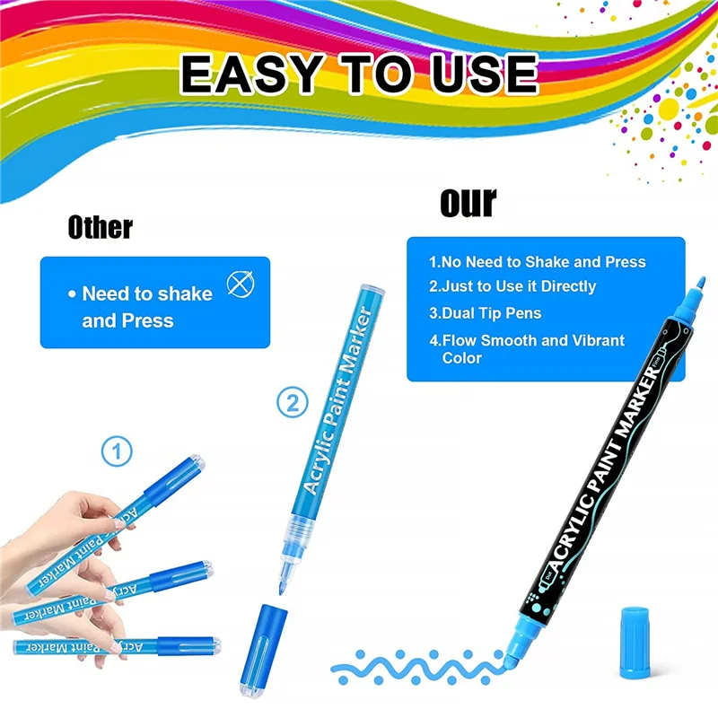 

EF-36 Colors Paint Pens Paint Markers Dual Tip Pens For Wood, Canvas, Stone, Rock Painting