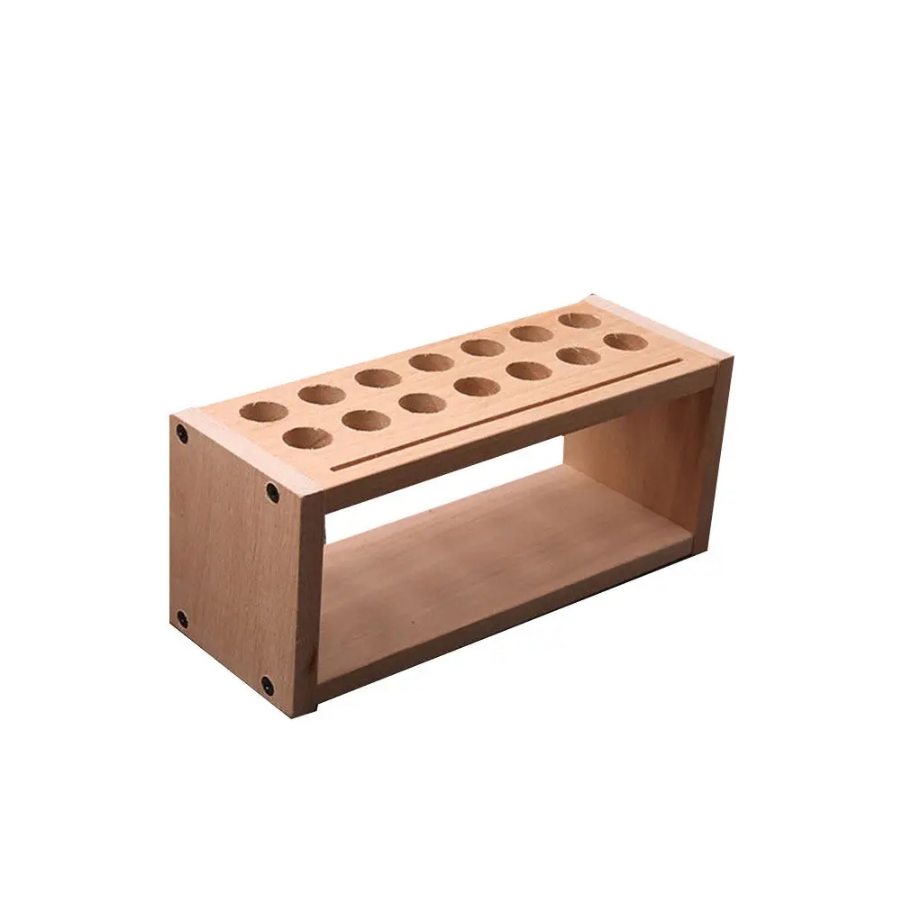 1Pcs Tool Rack Solid Wood Storage Box Multifunctional Desktop Organizer for Home Studio Leathercraft Painting Tools