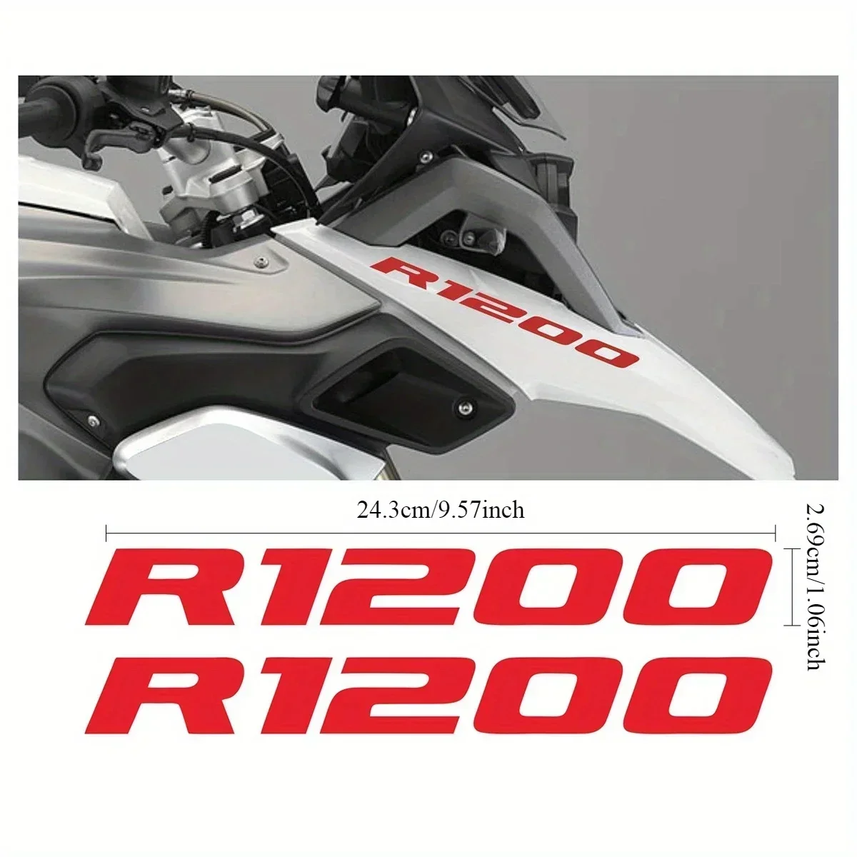 2Pcs R1200 Vinyl Motorcycle Sticker, Waterproof PVC Decal for Helmet Case Tank Fender Car Window Universal DIY Decor Accessories