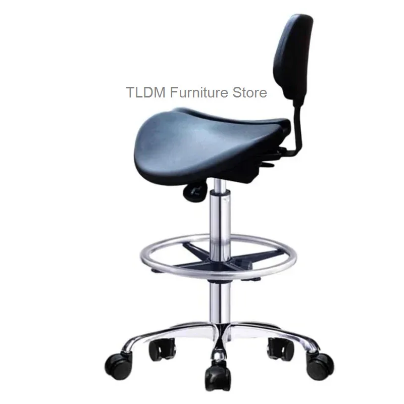 Hydraulic Saddle Stool Office Chair with Backrest Rolling Adjustable Height for Clinic Dentist Spa Massage Medical Salons Studio