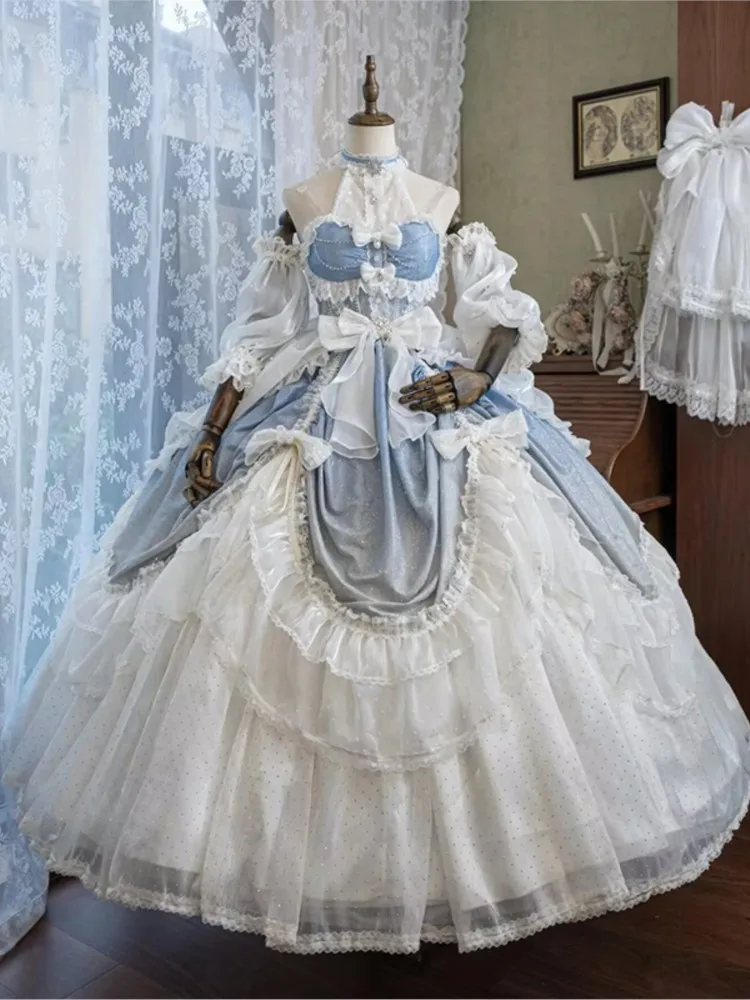 

Blue wedding dress graduation performance coming-of-age ceremony birthday