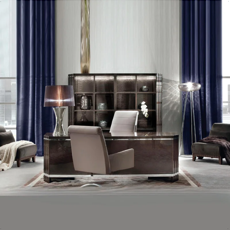 

Postmodern light luxury desk overall desk, Hong Kong-style chairperson's desk, Italian luxury lacquered desk