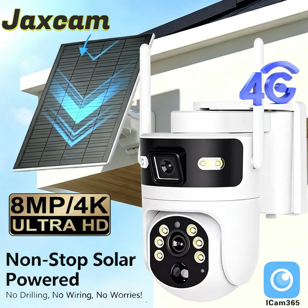 

ICam365 4K 8MP 4G Solar PTZ IP Camera Built-in Battery PIR Detection Outdoor Security CCTV Surveillance Two-WayAudio Camera