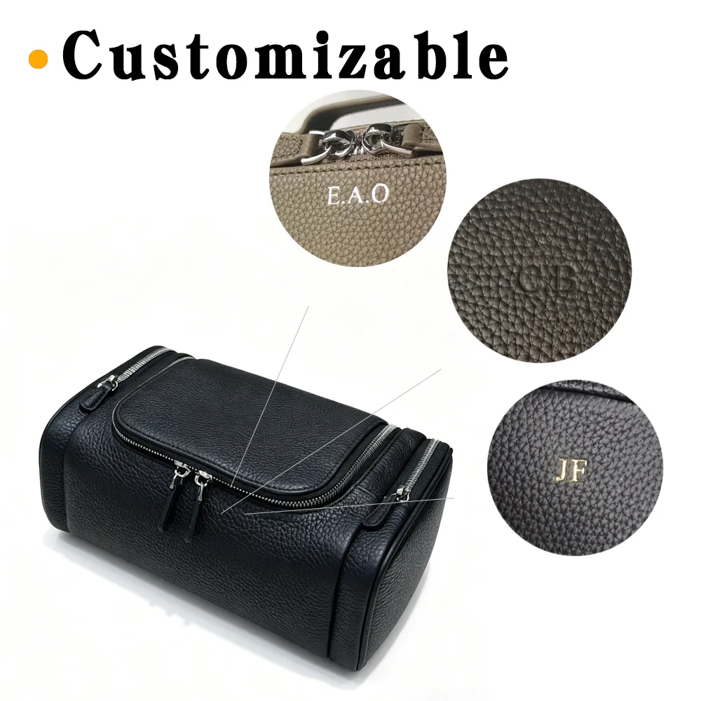 Echtes Leder Unisex Hängende Kosmetiktasche Reise Große Kapazität Multifunktionale Premium Toilettenartikel-Aufbewahrungstasche Tragbar – Detail 2