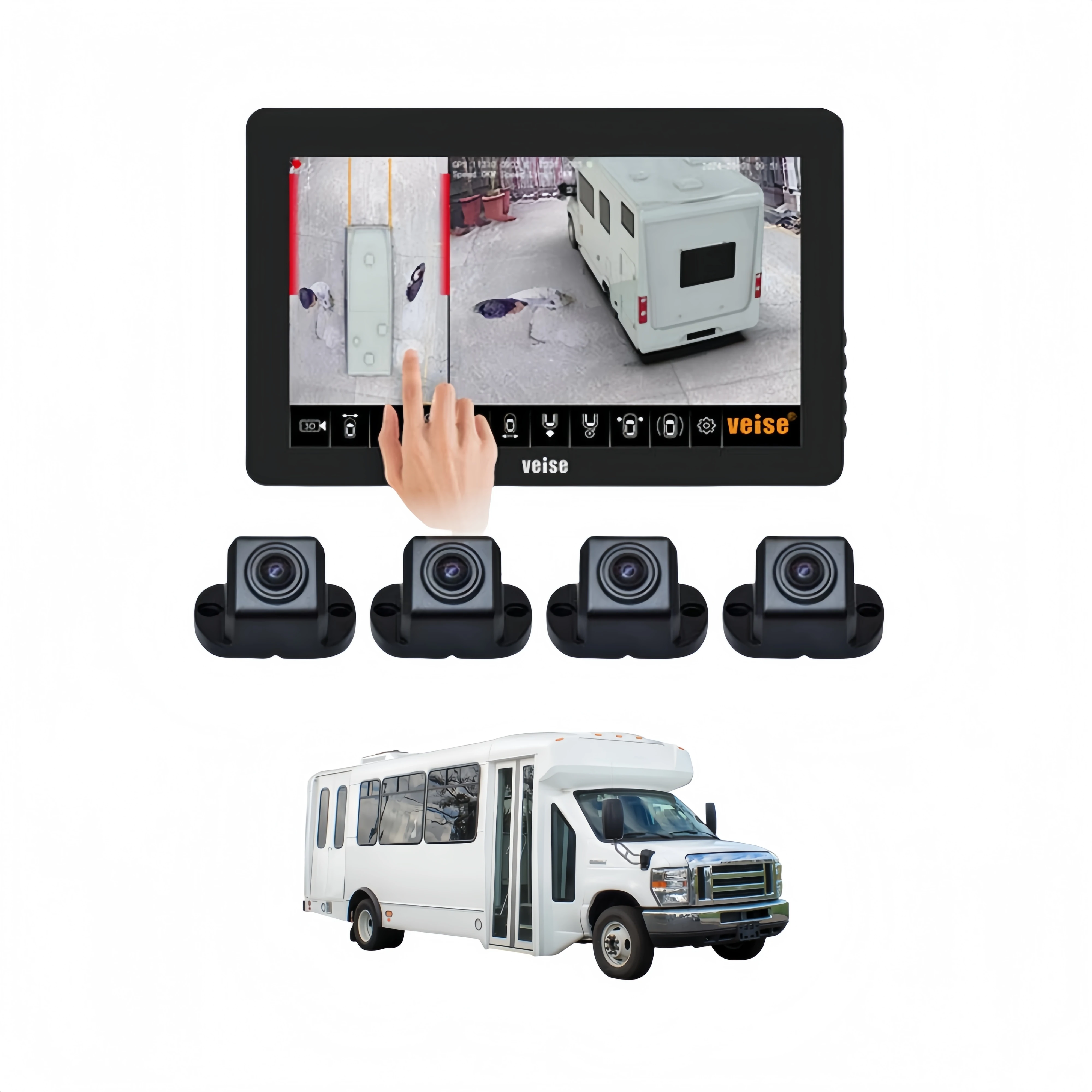 Truck Shuttle Bus 360 Birds Eye Reversing Camera System Reverse Rear View Support One-minute Calibration