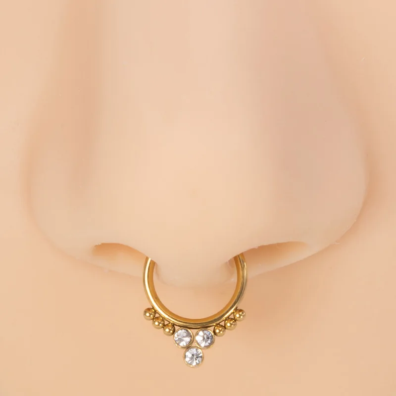 1pc Zircon Clip on Nose Ring Fake Piercing Hoop Septum Ring Stainless Steel Non Pierced Punk Earring for Women Men Body Jewelry