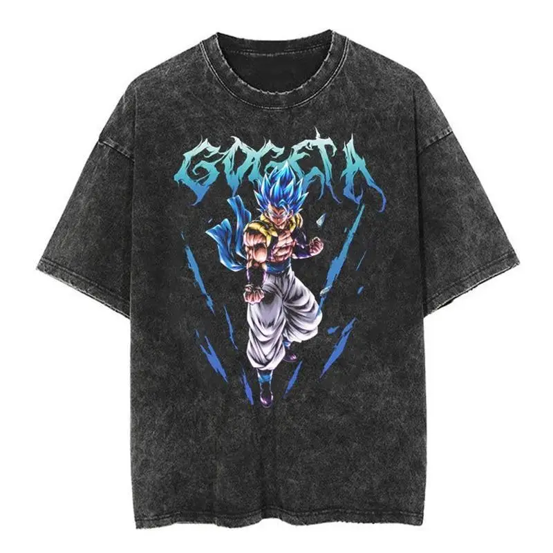 

BANDAI Japanese Classic Dragon Ball Goku Cartoon Anime Oversize High Street Vintage Washed Do Old Short Sleeve 2025 Hot T-shirt