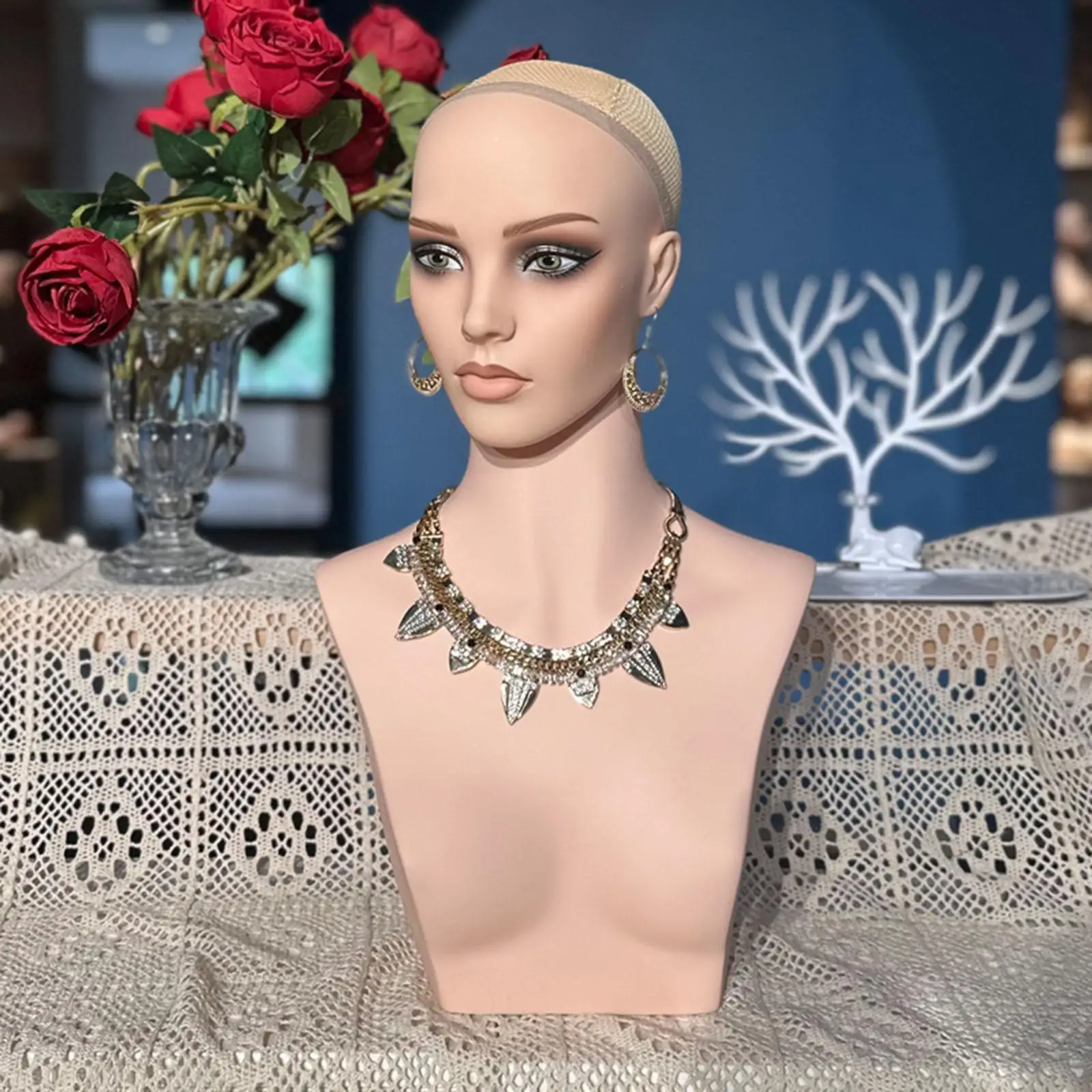 

Mannequin Head Model Wig Display Stand Hat Display Hat Holder Display Mannequin Jewelry Display for Home Scarves Jewelry