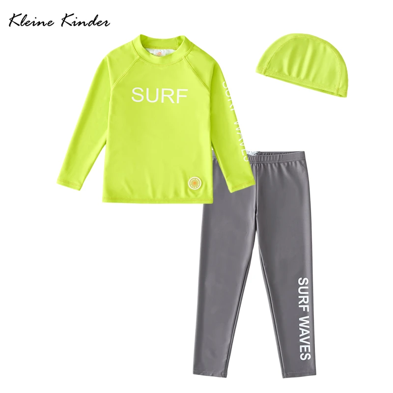 

Girls Swimsuit Two-Piece Boys Swimwear 2-15T Long Sleeve Full Cover Pants Kids Beach Suit UV Rash Guard Children Swimming Suit