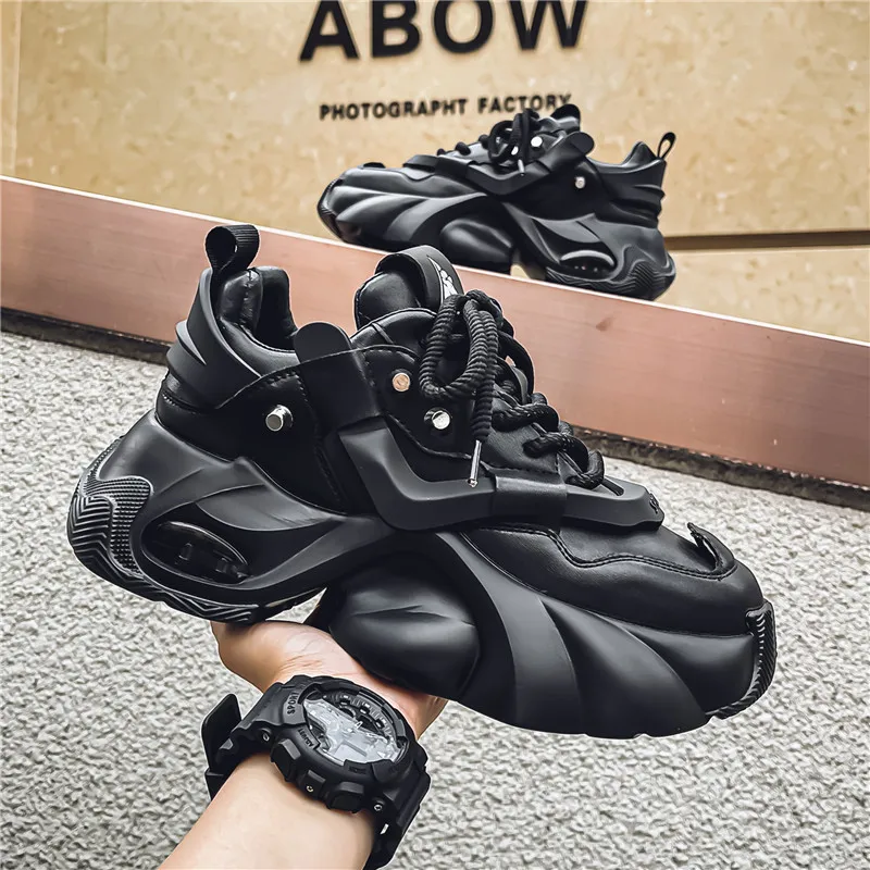 Air cushion Men's Sport Shoes Thick sole Height Increasing Shoes Korean version Trend Board shoes Clunky Sneaker Dad Shoes