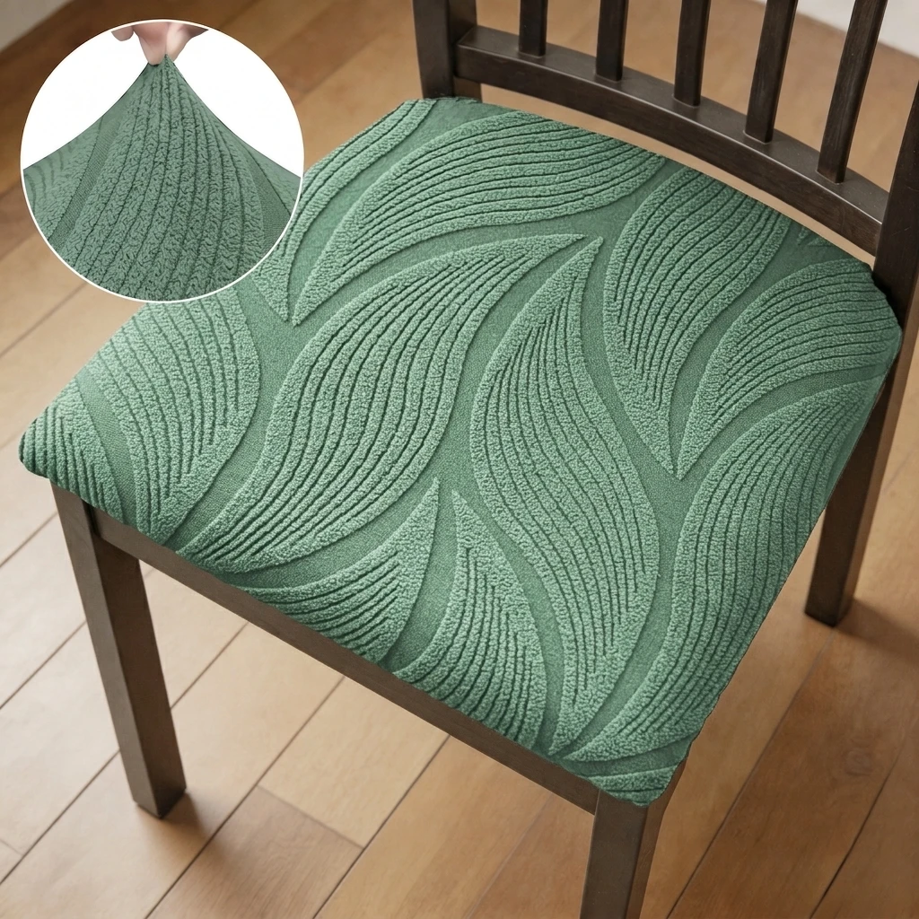 1/2/4/6pcs Stretch Jacquard Dining Chair Covers With Elastic Band Soft Chair Seat Protectors For Living Room Home Restaurant