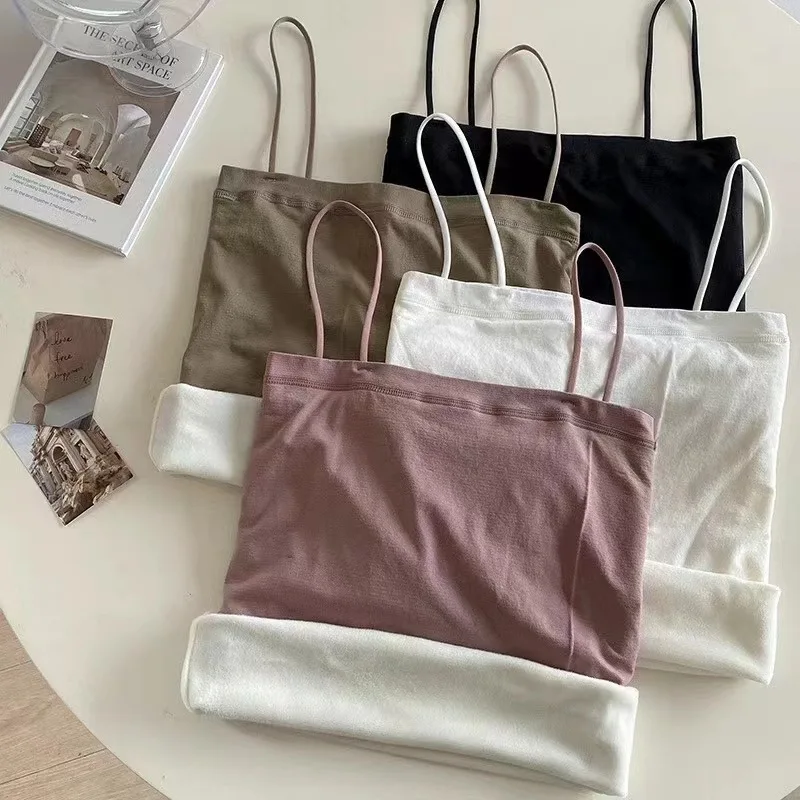 

1pcs Autumn Winter Women Warm Underwear Girl Thermal Casual Nightwear Sexy Elasticity Female Velvet T-shirt Student Thermal Vest