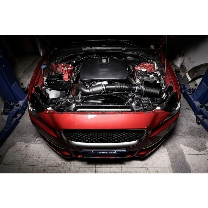 15-17 استجابة أسرع نظام مدخل ألياف الكربون الجاف الحقيقي لجاكوار XF XE XFL F-Pace 2.0T GTR أنبوب دخول الهواء من ألياف الكربون