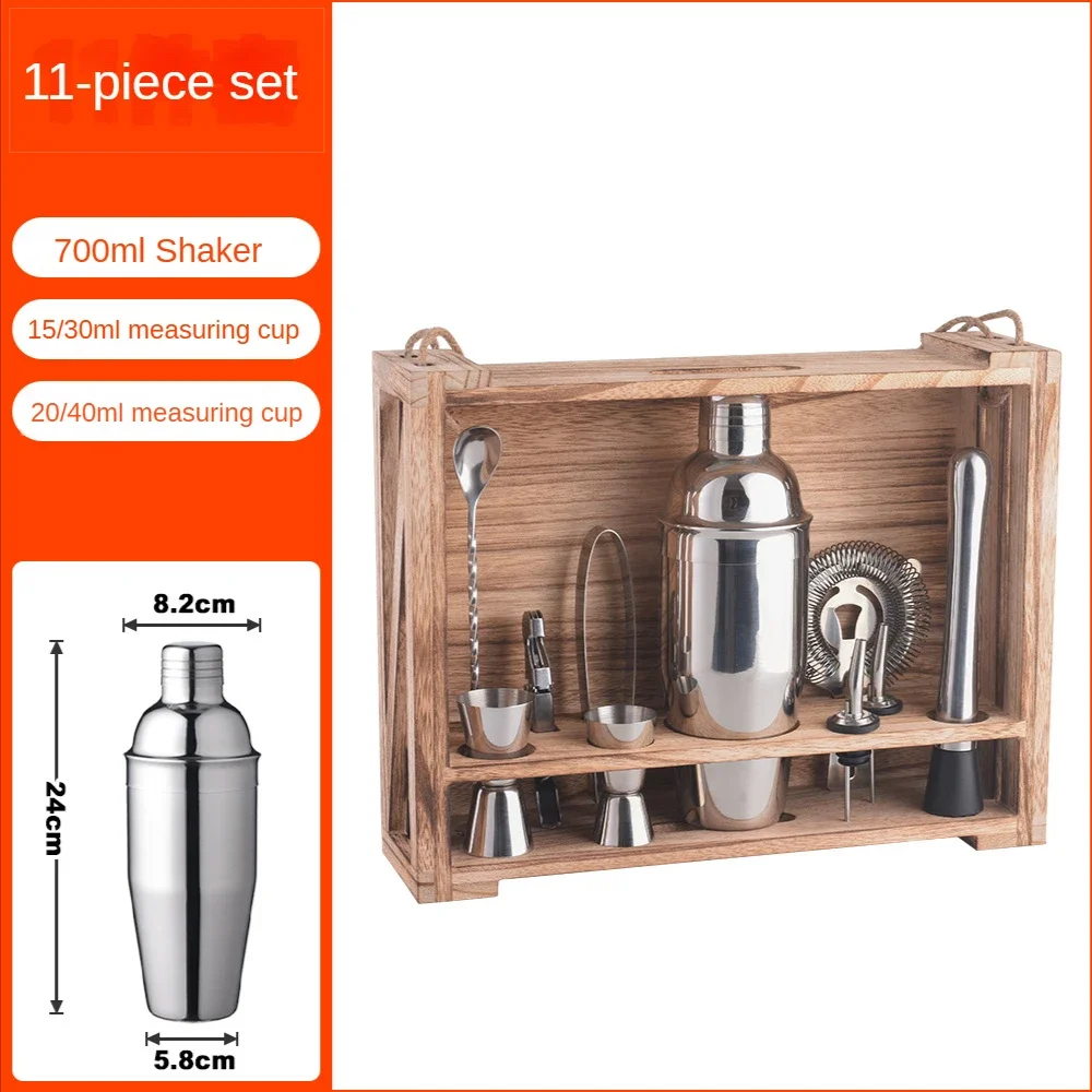 

11PC/Set Cocktail shaker cocktail set Wooden Case barman accessories cocktail accessories muddler Pourer jigger cocktail stirrer