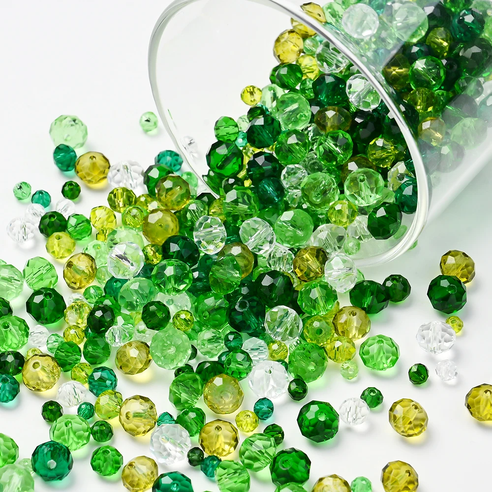 100-300 Stück Grüne Kristallglasperlen 3/4/6/8mm Glänzende Facettierte Lose Abstandsperlen für Schmuckherstellung DIY Armband Halskette – Detail 9