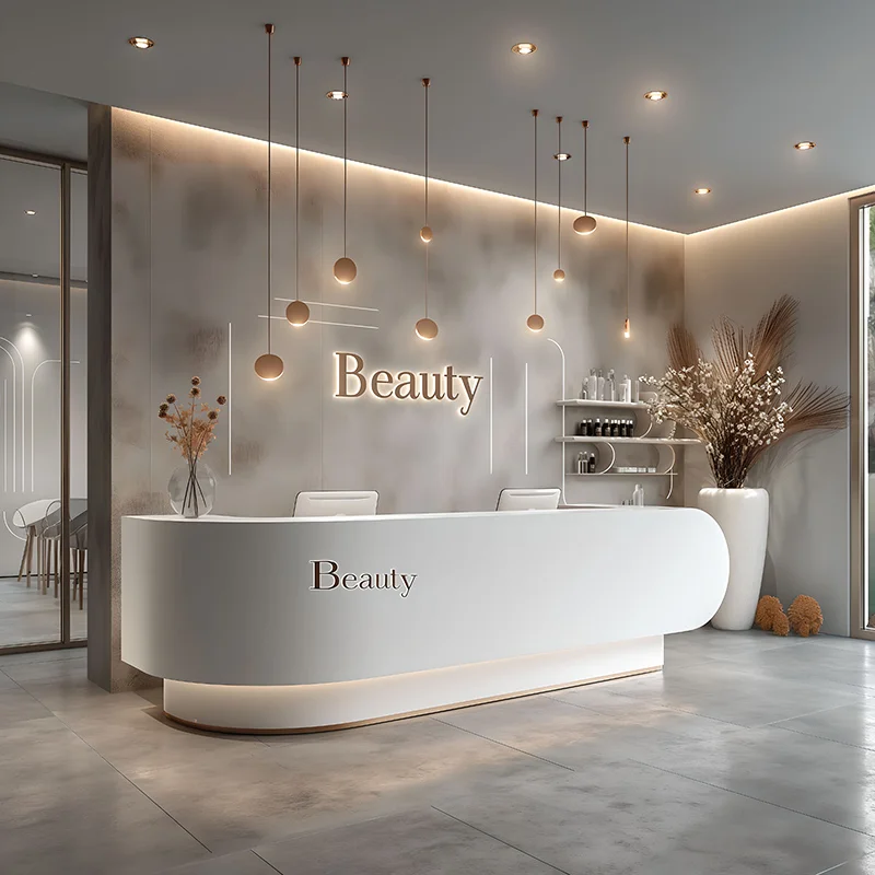 Drawers Hotels Reception Desks Portable White Luxury Small Reception Desks Classic 2 Person Biurko Do Recepcji Office Furniture
