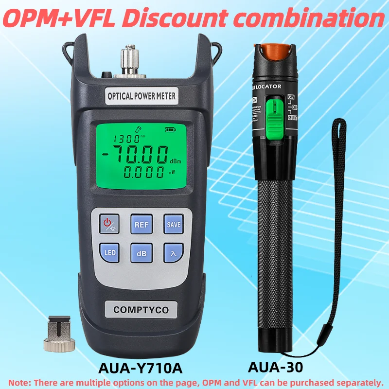 FTTH Fiber Tester Tool Kit (Optional) AUA-Y710A Optical Power Meter(OPM -70 ~+10dBm)&Visual Fault Locator(30/1/10/20/50mw VFL)