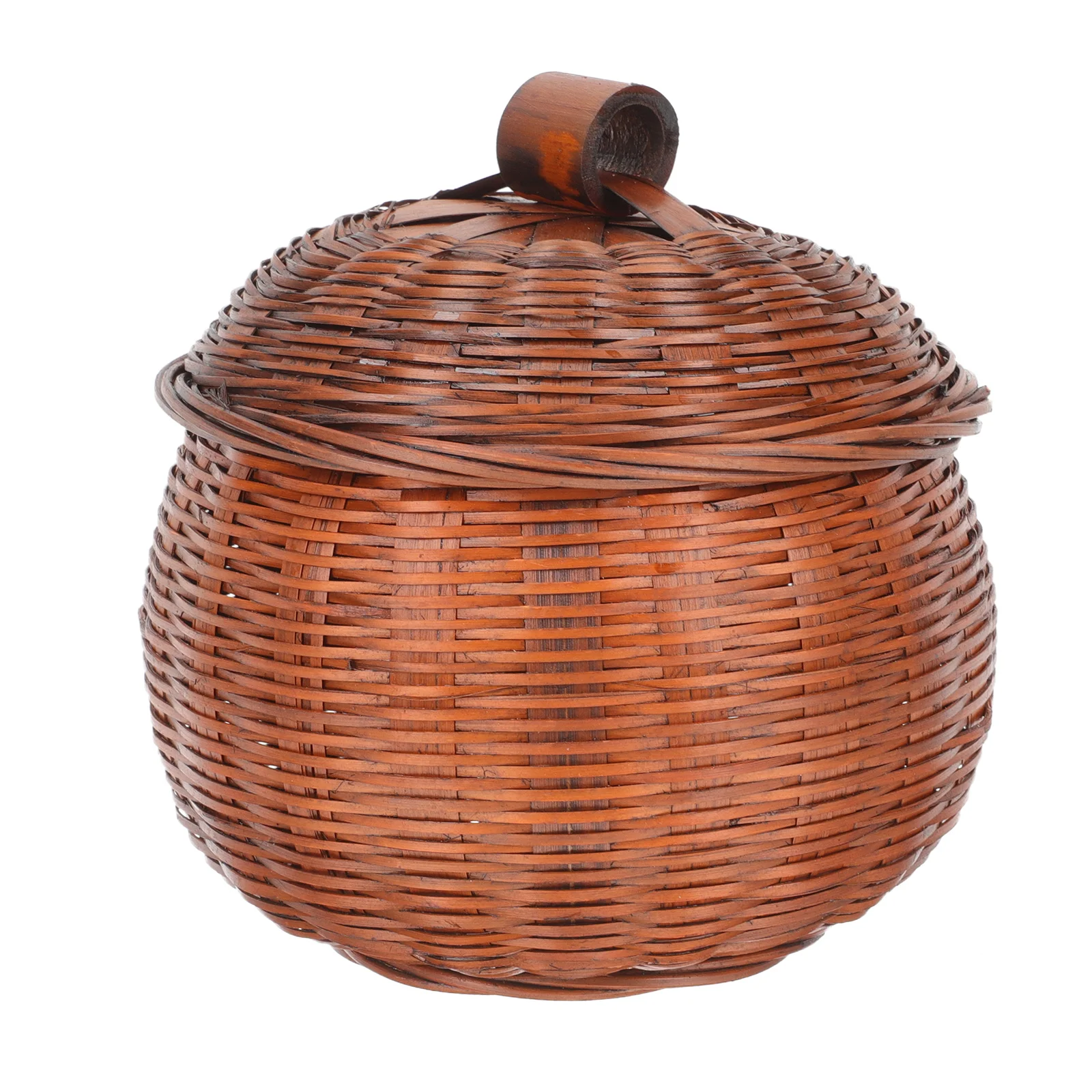 

Pot Mini Rattan Basket with Lid Retro Pumpkin Jewelry Tray Household Storage Delicate Fruit Baskets