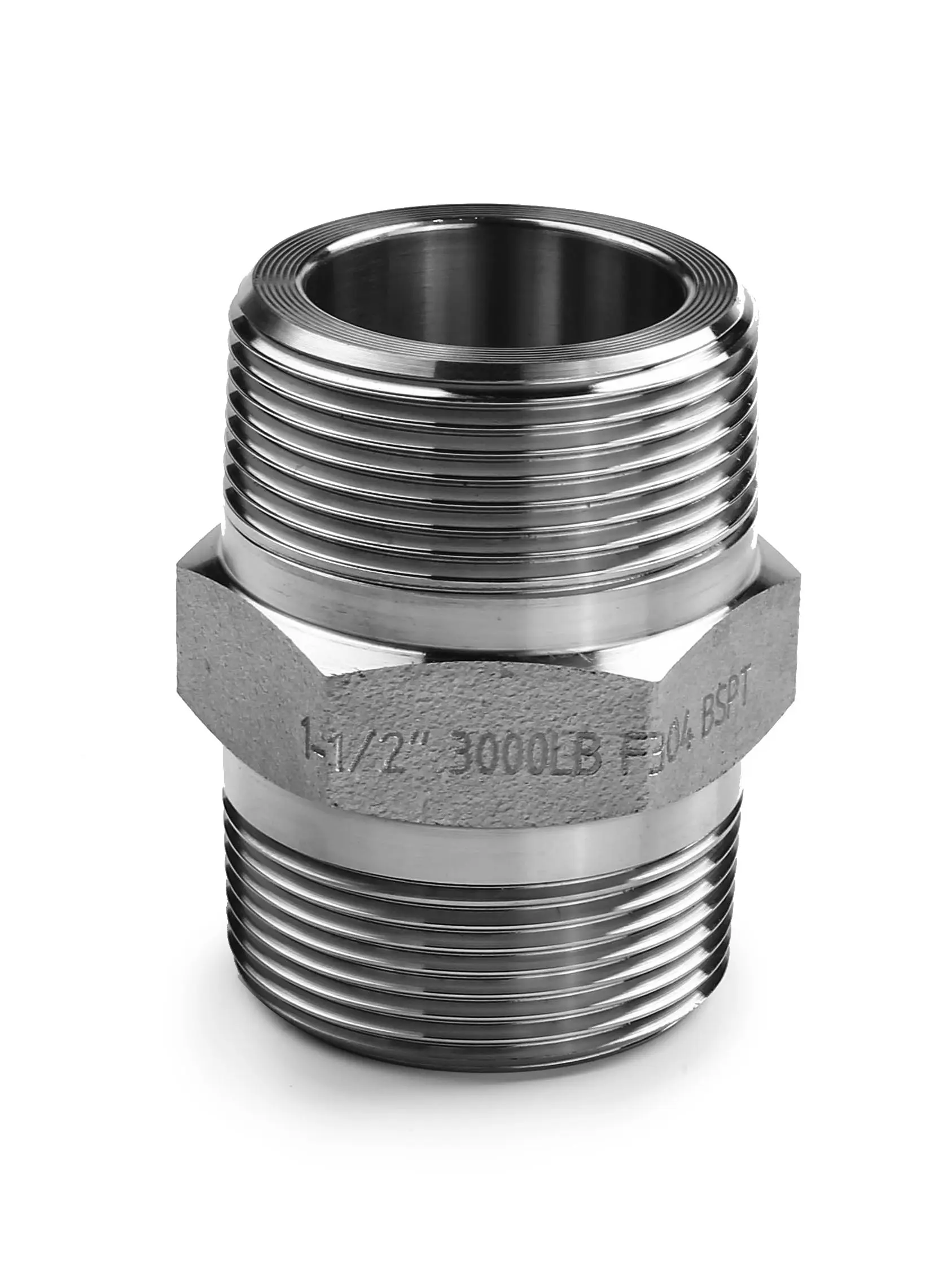 Tetina hexagonal roscada NPT macho a macho 3000LB 304 de acero inoxidable