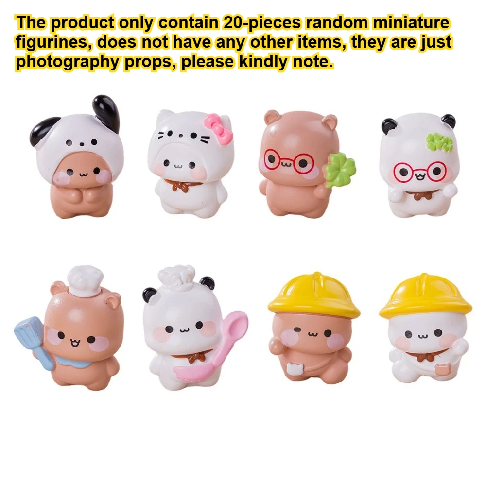 20 Pieces Random Mini Resin Figurines Cute Cartoon Dudu Bubu Ornaments For Micro Landscape DIY Craft Desktop Home Decor Display
