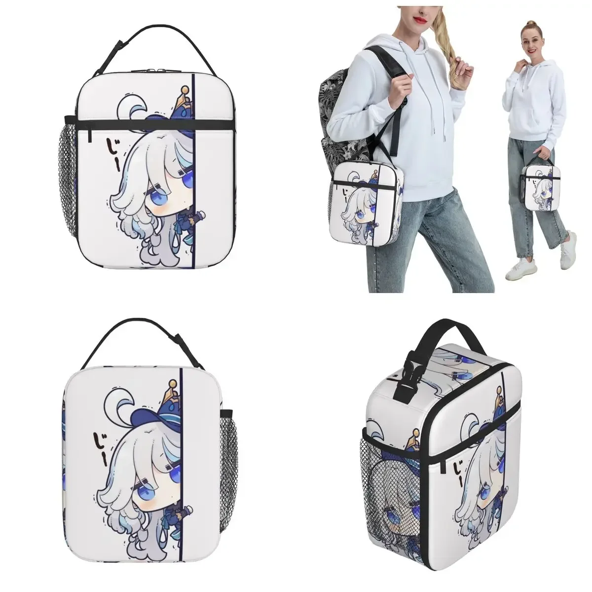 Game Furina Thermal Insulated Lunch Bag for Travel Gaming Portable Food Bag Container Cooler Thermal Lunch Box