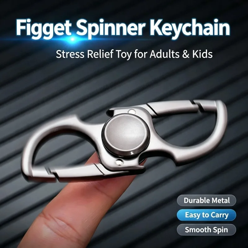 Metal Fidget Spinner Carabiner Multi-Tool Outdoor EDC Keychain Bottle Opener Spinner Toy Gadget