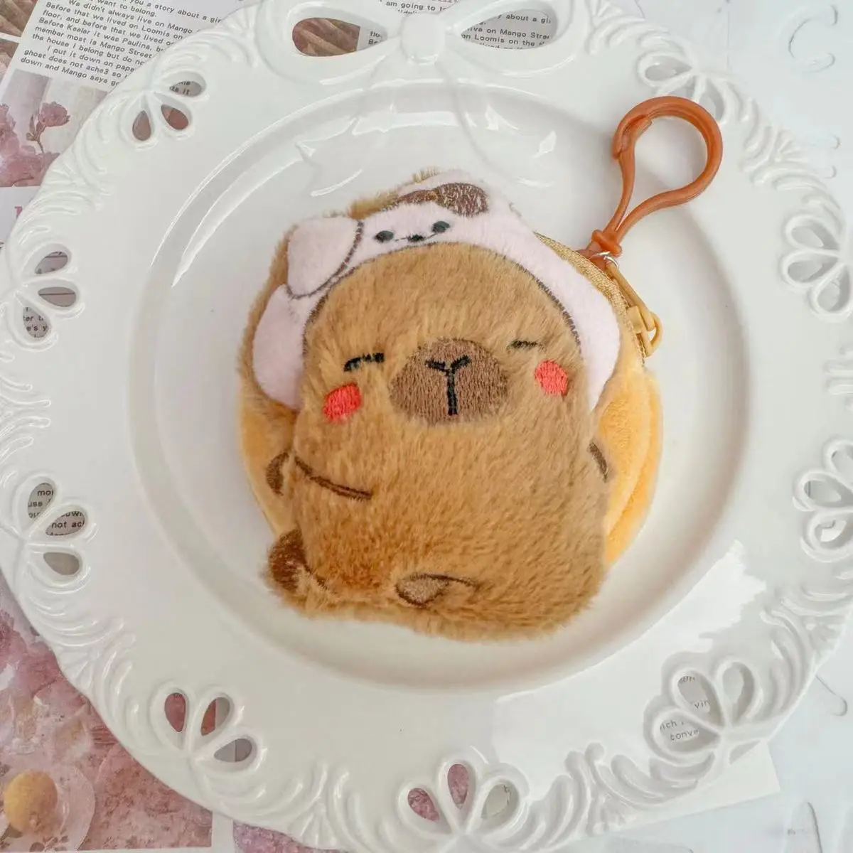 Kawaii Cinnamoroll Capybara Plush Coin Purse Sanrio Pompomprin Kuromi Mini Wallets Hello Kitty Cute Keychain My Melody Pendant