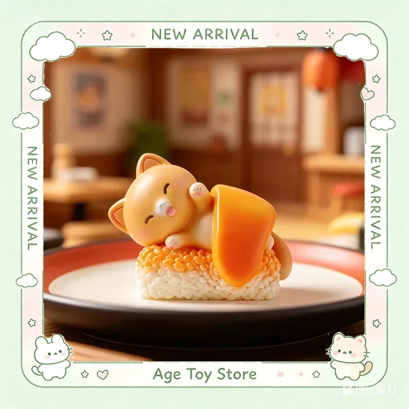 Sushi Cat Blind Box Figurine Food Styling Mini Pvc Statue Indoor Desk Decor Stylish Collectible Present For Hobby Enthusiasts