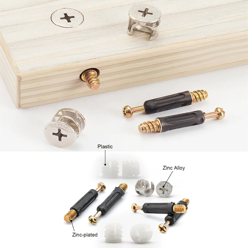 35-Piece Furniture Connector Screw Set, 40mm/1.6” Connecting Rod, Suitable for Furniture, Cabinet Connections, 3-in-1 Connector