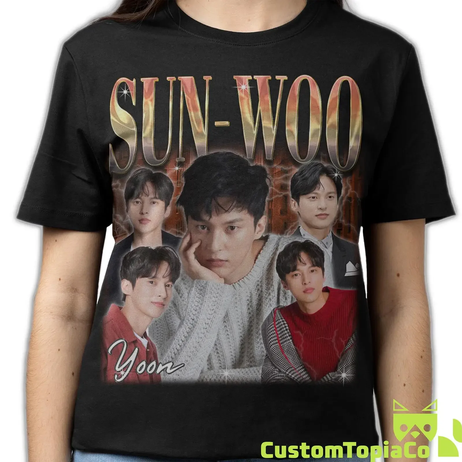 Футболка YOON SUN WOO в стиле Homage Vintage 90-х, винтажный дизайн, эффект потертости, модная, слегка мужская, универсальная, уличная одежда, удобная.