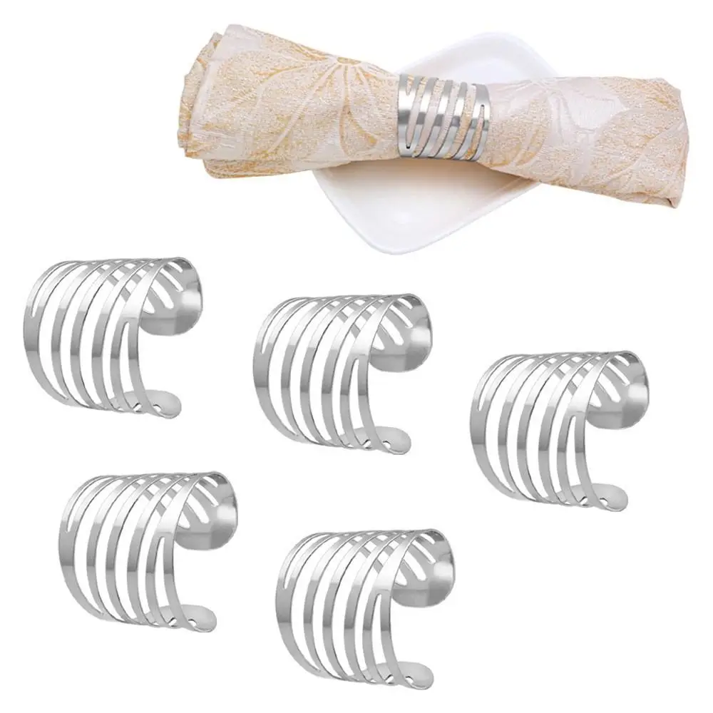 1/6pcs Iron Napkin Ring Gold/Rose Gold/Silver Butterfly/Hollow Hollow Butterfly Napkin Ring Decorative Napkin Clasp Coffee Shop