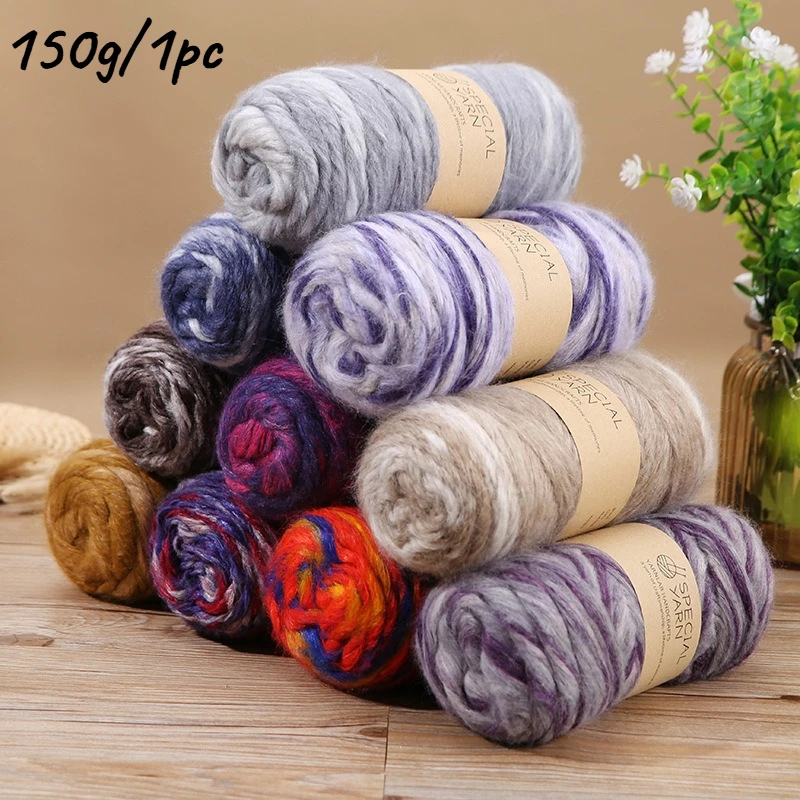 150g Gradient Spray Yarn, Handmade Medium Coarse Knitting Yarn, DIY Woven Slippers,Doll Hats Crochet Thread, Holiday Gift Wiring
