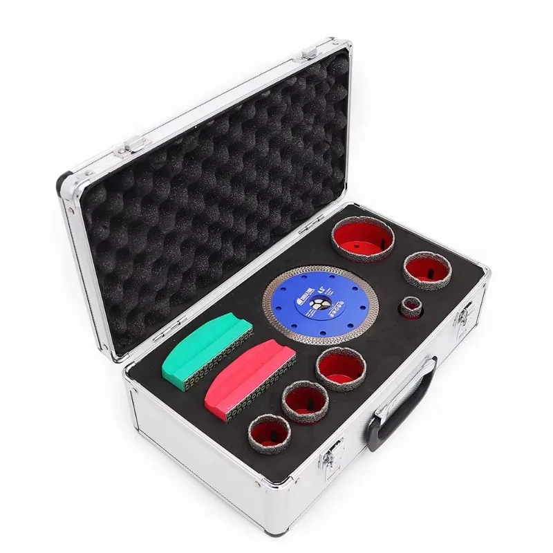 19PCS Vacuum Brazed Hole Cutter Diamond Core Drill Bits Saw Blade Set Cutting Drilling Polishing for Marble Stone Porcelain Tile